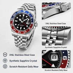 CORGEUT 40mm Ronda quartz GMT watch with sapphire crystal - view 4