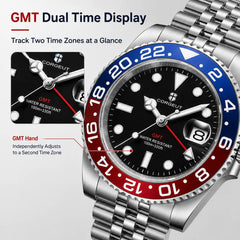 CORGEUT 40mm Ronda quartz GMT watch with sapphire crystal - view 3