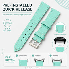 20mm Robin's Egg Blue top-grain leather watch strap - view 5