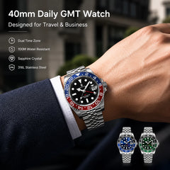 CORGEUT 40mm Ronda quartz GMT watch with sapphire crystal - view 2