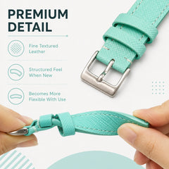 20mm Robin's Egg Blue top-grain leather watch strap - view 6