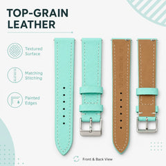 20mm Robin's Egg Blue top-grain leather watch strap - view 2