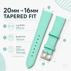20mm Robin's Egg Blue top-grain leather watch strap - view 3