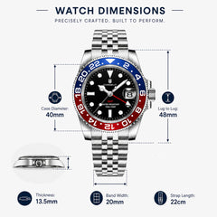 CORGEUT 40mm Ronda quartz GMT watch with sapphire crystal - view 6