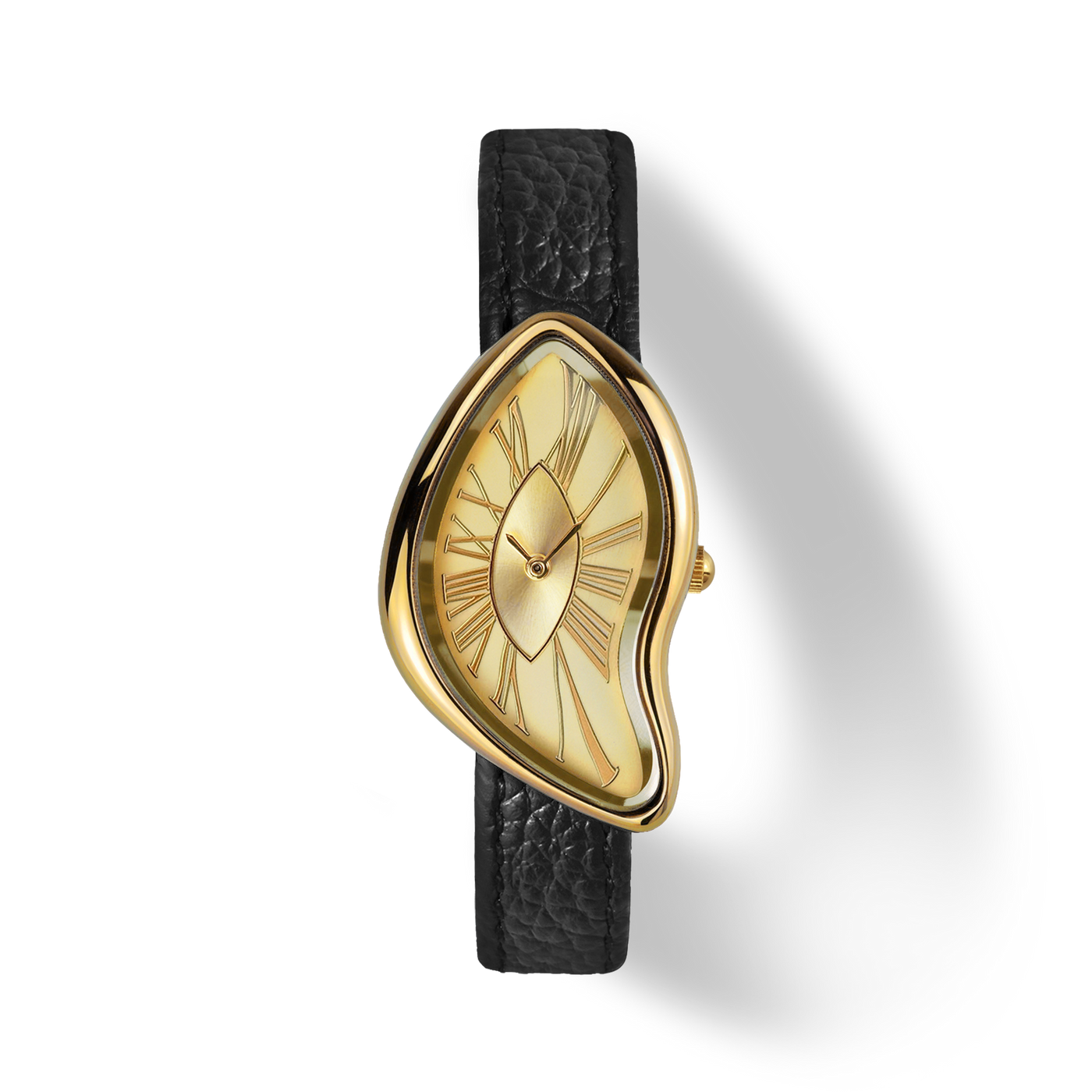 Asymmetric Quartz Watch - Gold Dial & Black Strap - image 1