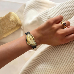 Asymmetric Quartz Watch - Gold Dial & Black Strap - image 2