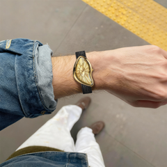 Asymmetric Quartz Watch - Gold Dial & Black Strap - image 3