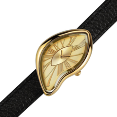 Asymmetric Quartz Watch - Gold Dial & Black Strap - image 4