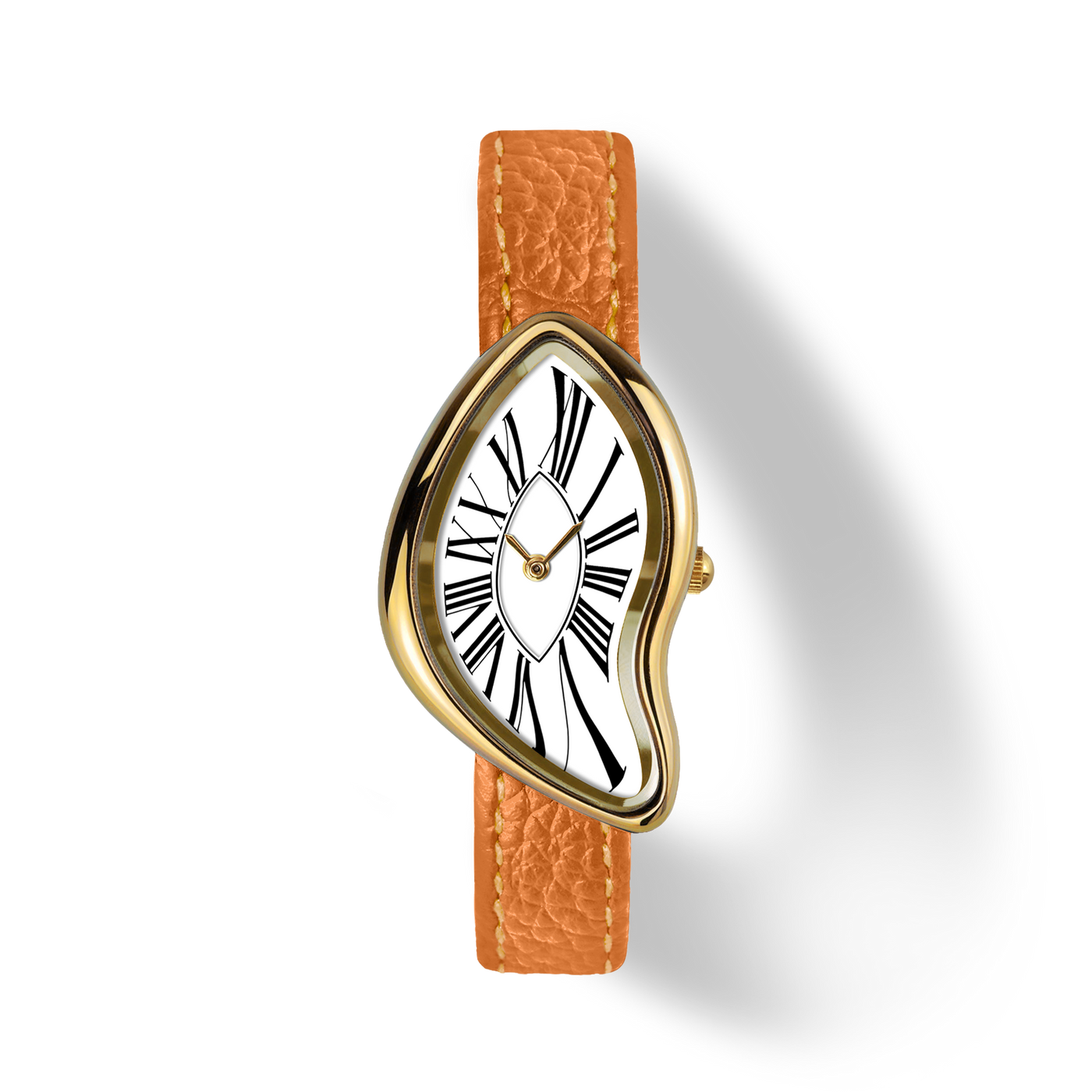 Asymmetric Quartz Watch - Roman Dial & Orange Strap - image 1