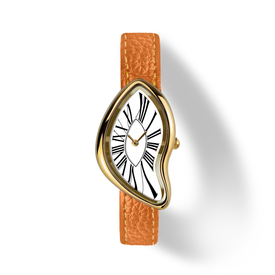 Asymmetric Quartz Watch - Roman Dial & Orange Strap - image 1