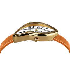 Asymmetric Quartz Watch - Roman Dial & Orange Strap - image 4