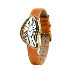 Asymmetric Quartz Watch - Roman Dial & Orange Strap - image 5