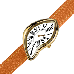 Asymmetric Quartz Watch - Roman Dial & Orange Strap - image 6