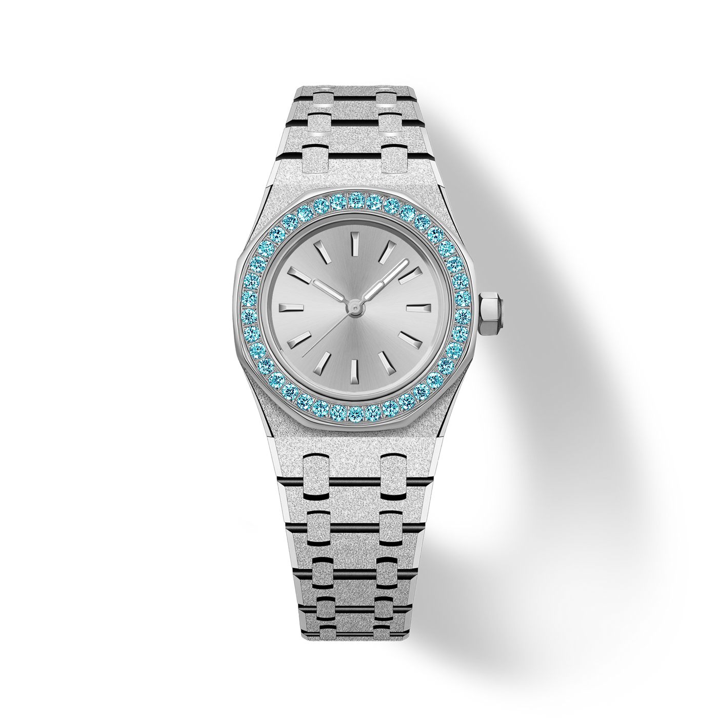 23mm Blue Crystal-Bezel Quartz Watch - Silver - image 1