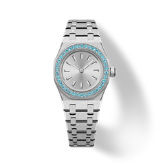 23mm Blue Crystal-Bezel Quartz Watch - Silver - image 1
