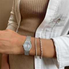 23mm Blue Crystal-Bezel Quartz Watch - Silver - image 2