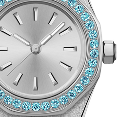 23mm Blue Crystal-Bezel Quartz Watch - Silver - image 4