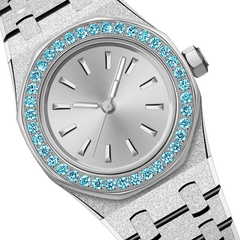 23mm Blue Crystal-Bezel Quartz Watch - Silver - image 5