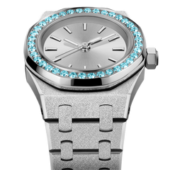 23mm Blue Crystal-Bezel Quartz Watch - Silver - image 7