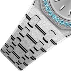 23mm Blue Crystal-Bezel Quartz Watch - Silver - image 8