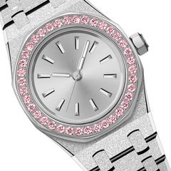 23mm Pink Crystal-Bezel Quartz Watch - Silver - image 5