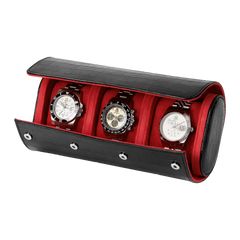 Red Black Watch Travel Case – 3 – storage demonstration; watches not included