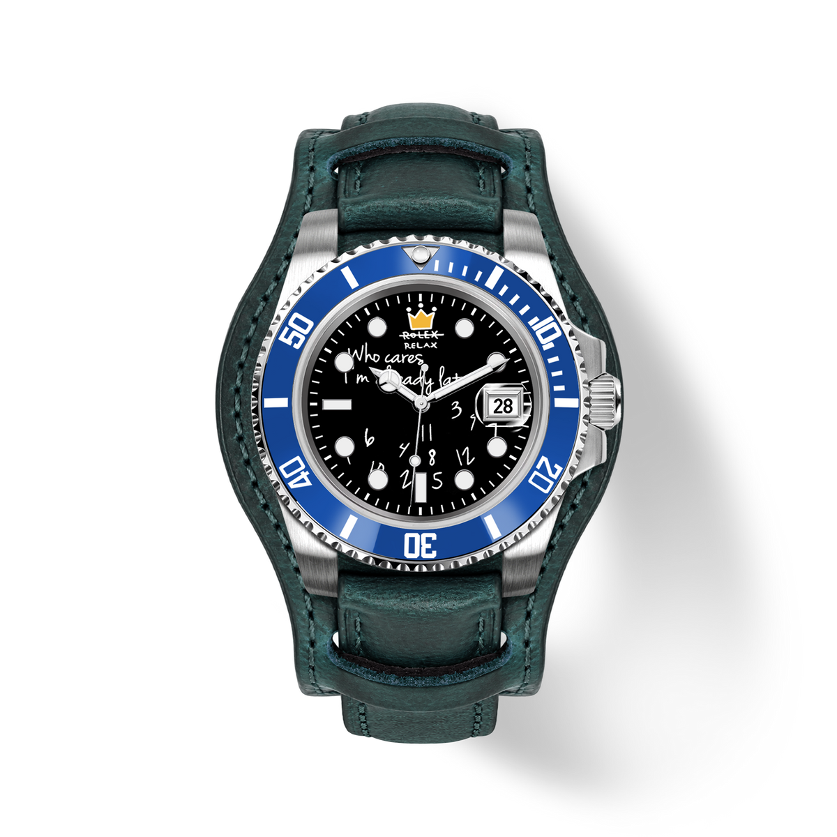 Who Cares Ocean Rebel Leather Cuff Automatic Watch 40mm – product view