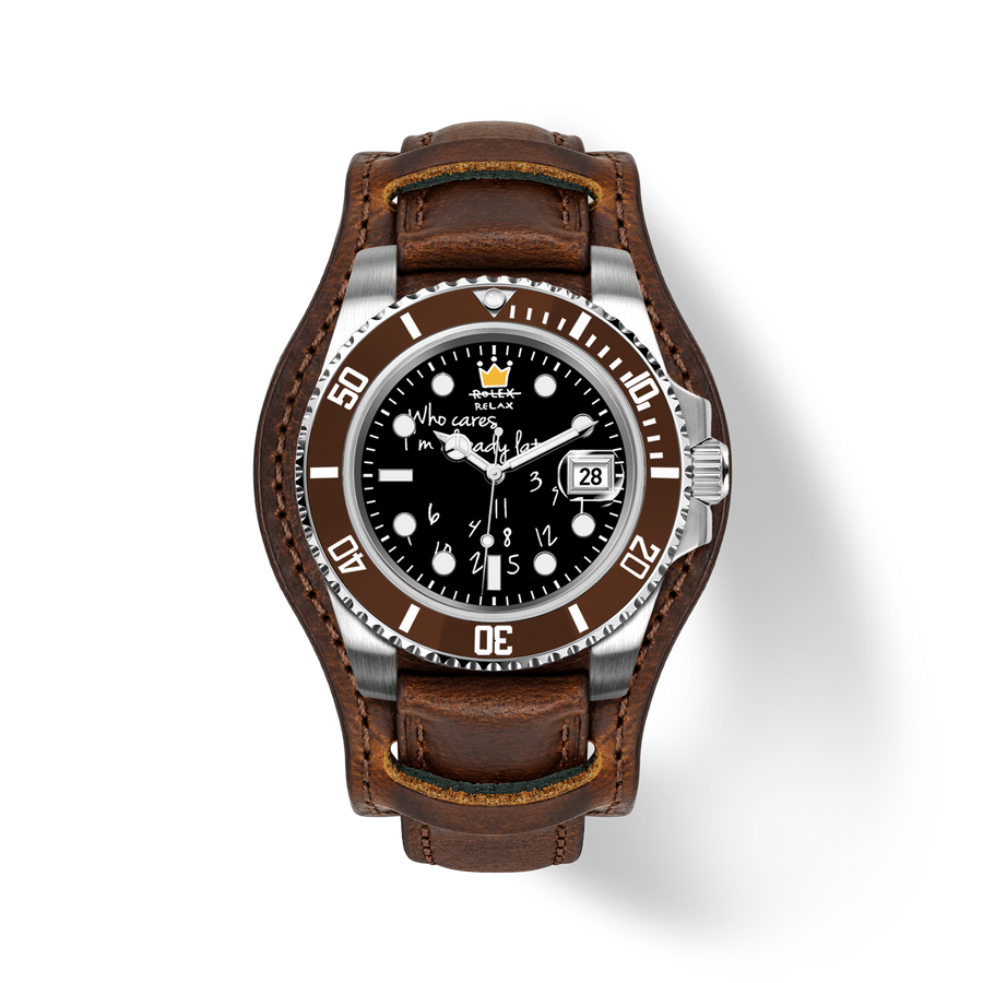 Who Cares Saddle Rebel Leather Cuff Automatic Watch 40mm – product view