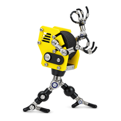 Steampunk Robot Watch Stand – Industrial Yellow – wearing or detail view
