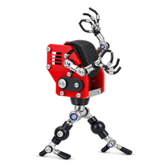 Steampunk Robot Watch Stand – Racing Red – wearing or detail view