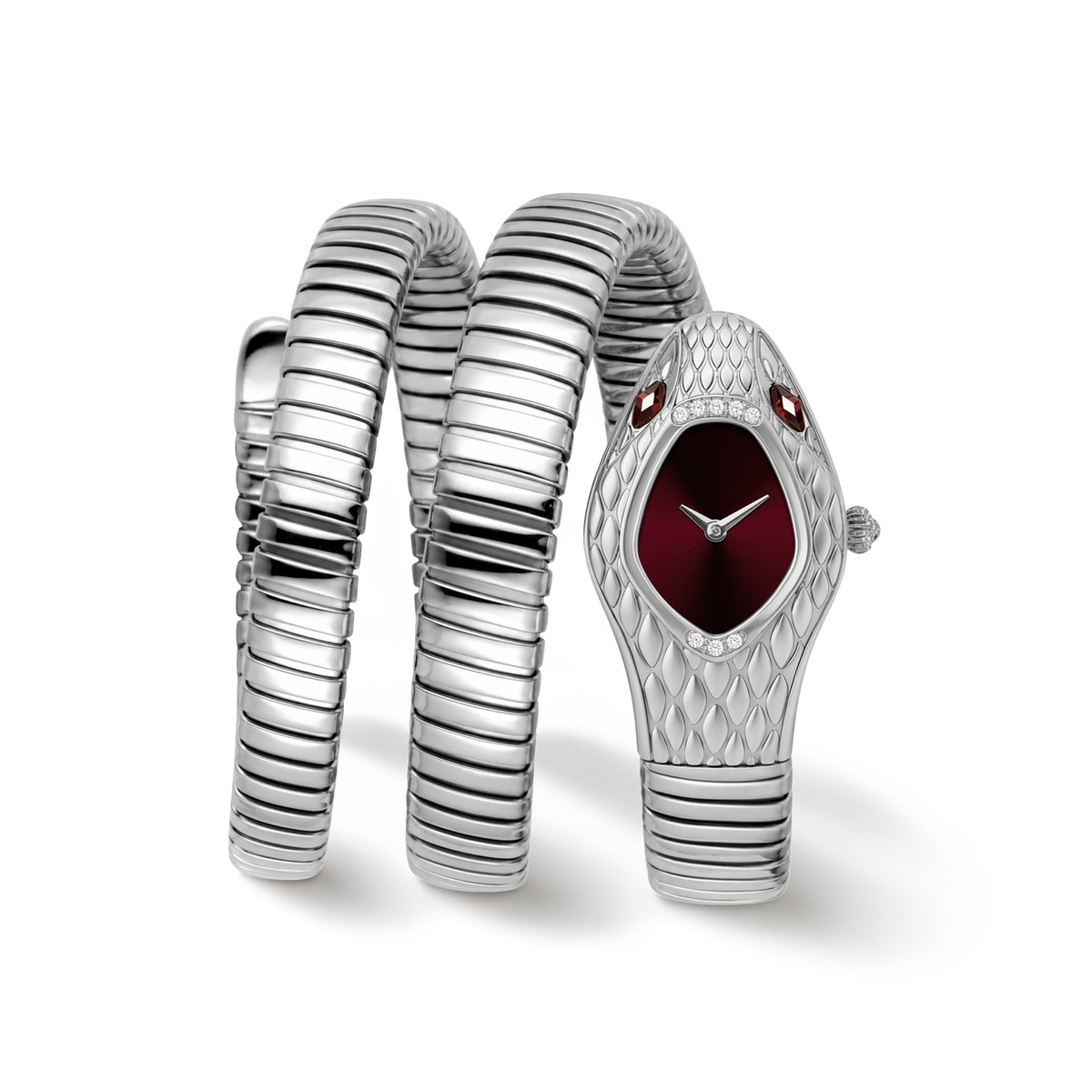 Medusa Double Spiral Watch – 22mm Silver Serpent