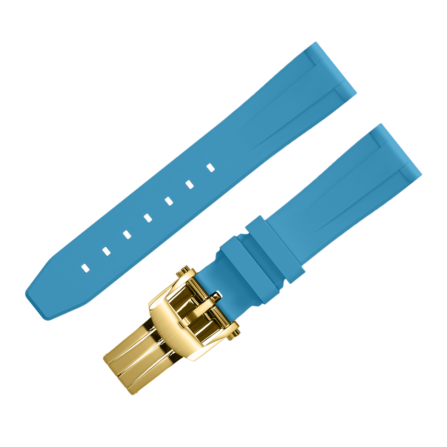 Fluoro Watch Strap (Lake Blue Strap + Gold Buckle)