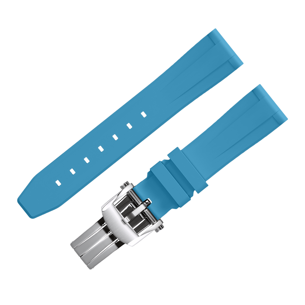 Fluoro Watch Strap (Lake Blue Strap + Silver Buckle)