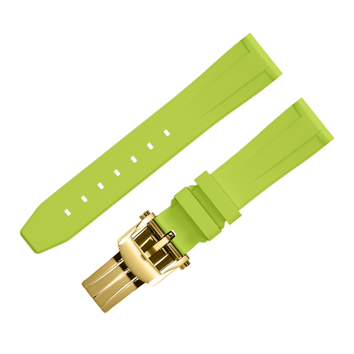 Fluoro Watch Strap (Lime Green Strap + Gold Buckle)