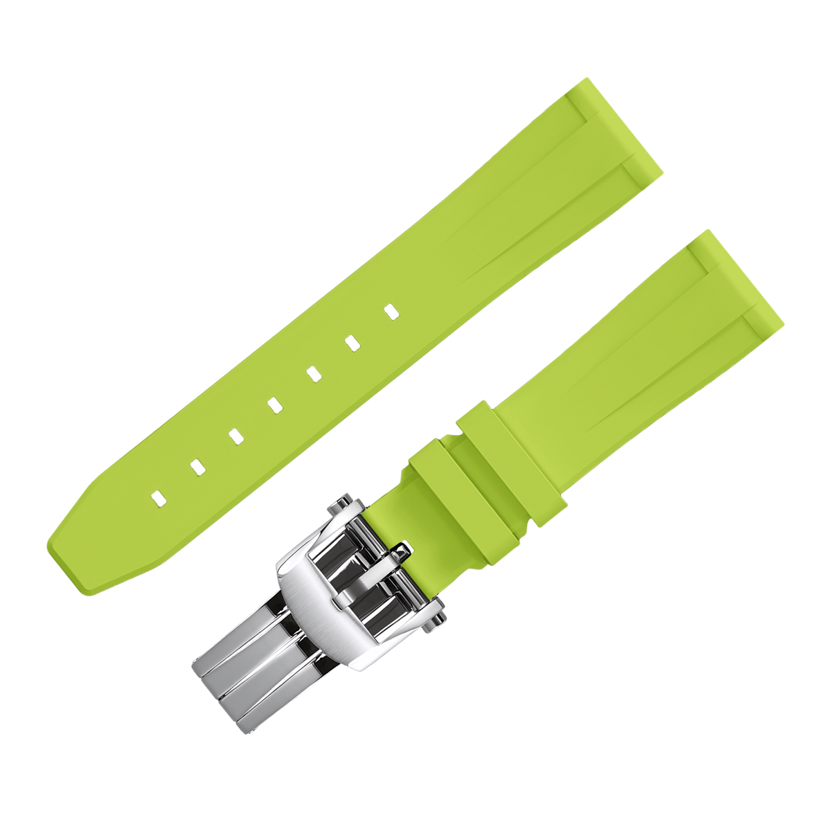 Fluoro Watch Strap (Lime Green Strap + Silver Buckle)