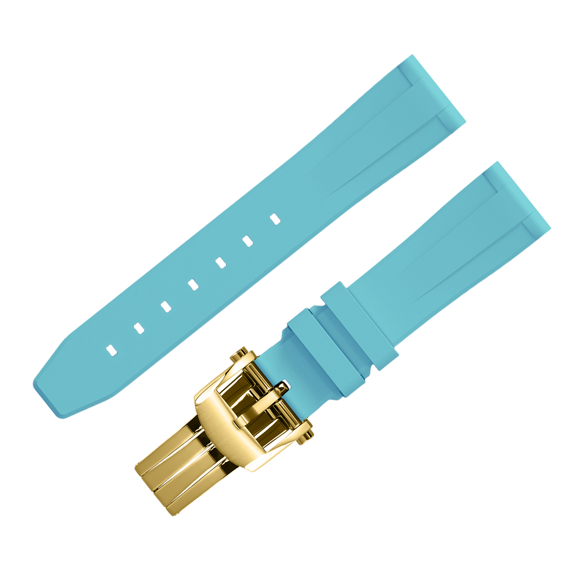 Fluoro Watch Strap (Ocean Blue Strap + Gold Buckle)