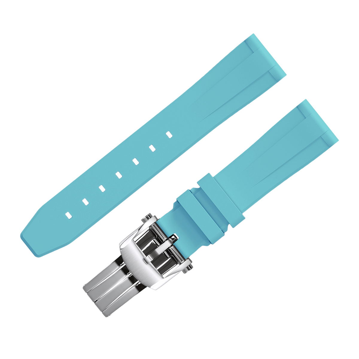 Fluoro Watch Strap (Ocean Blue Strap + Silver Buckle)