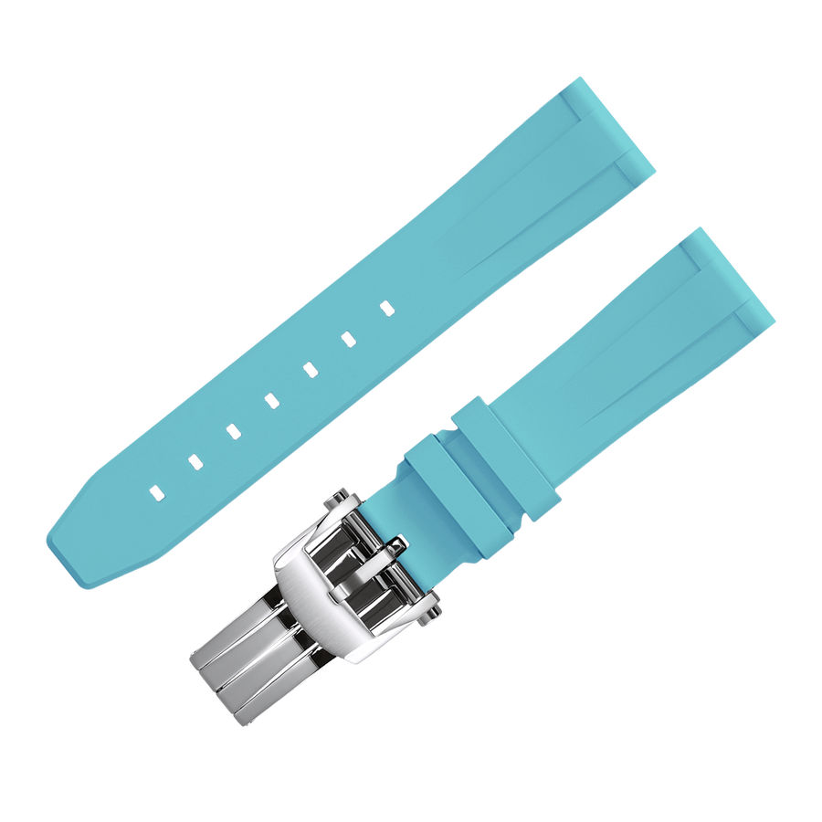 Fluoro Watch Strap (Ocean Blue Strap + Silver Buckle)