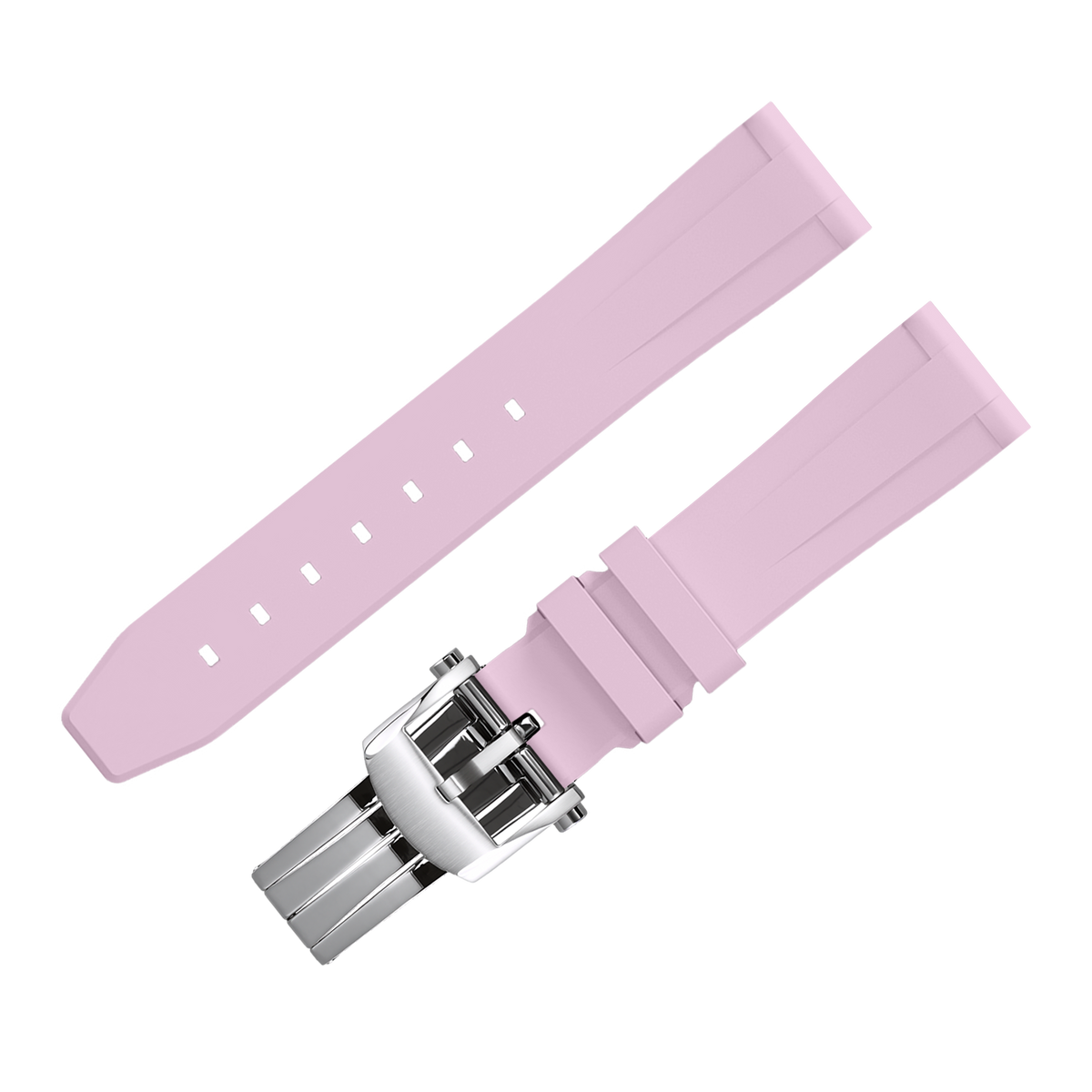 Fluoro Watch Strap (Pink Strap + Silver Buckle)
