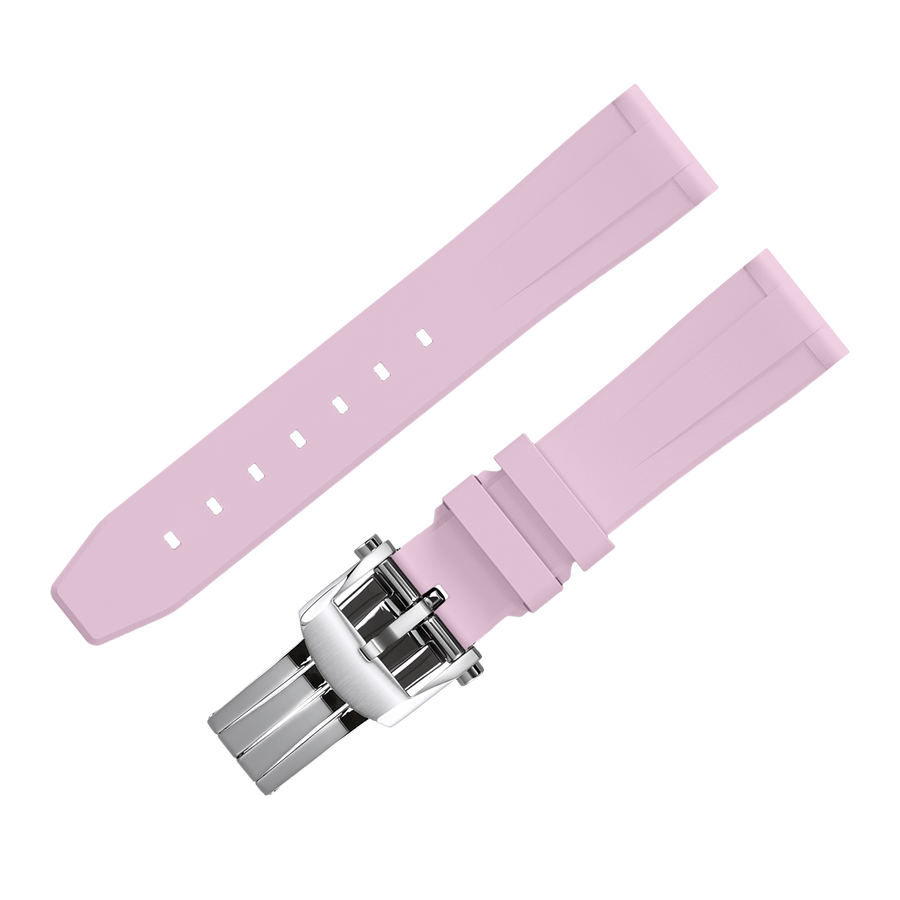 Fluoro Watch Strap (Pink Strap + Silver Buckle)