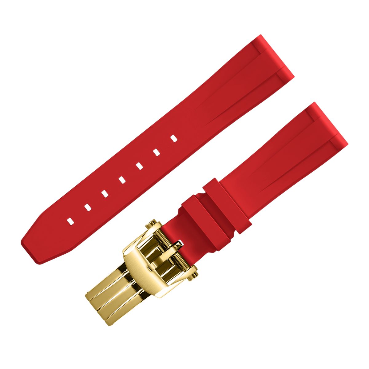 Fluoro Watch Strap (Red Strap + Gold Buckle)