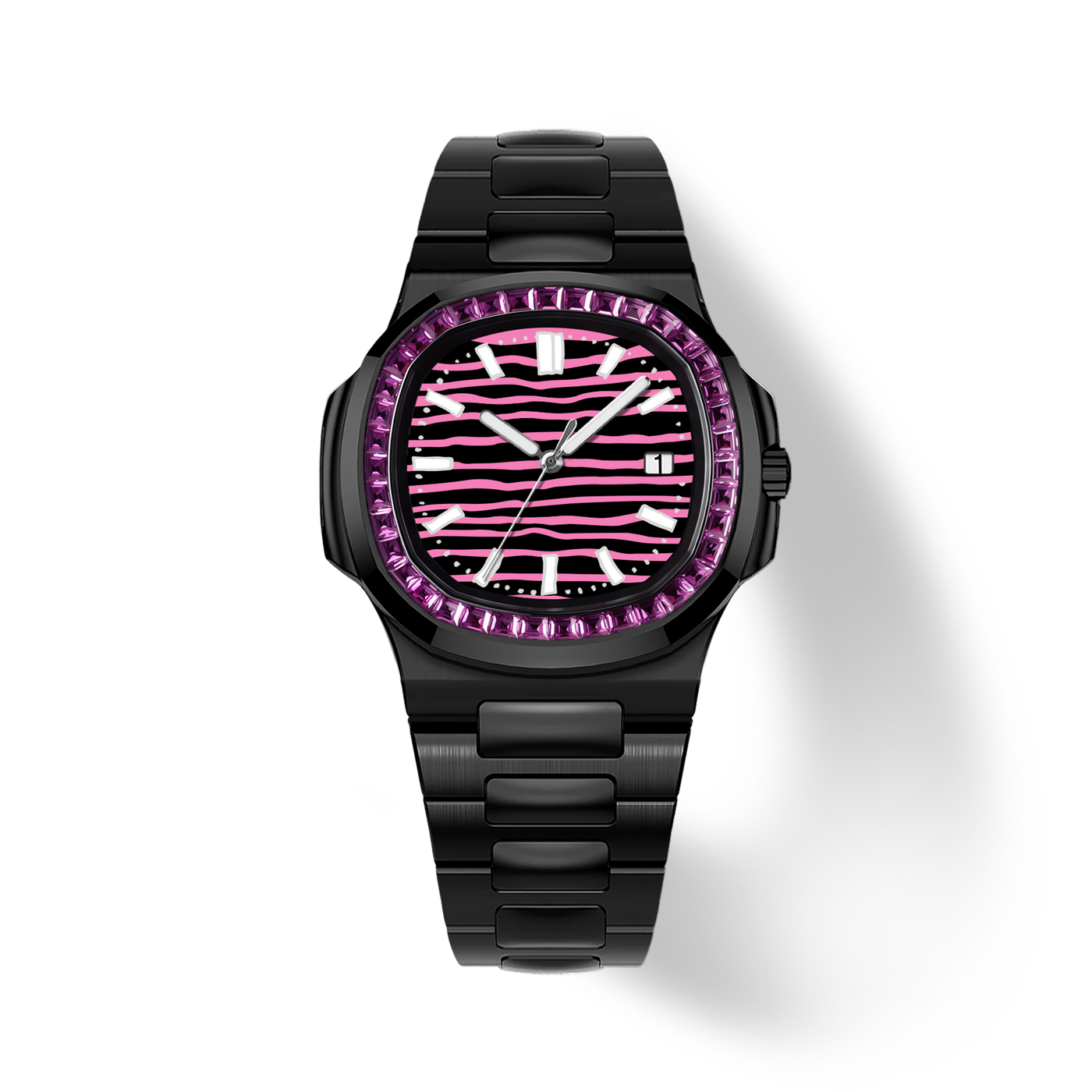38.5mm Crystal-Bezel Ceramic Horizontal-Dial Quartz Watch - Aurora Frame - image 1