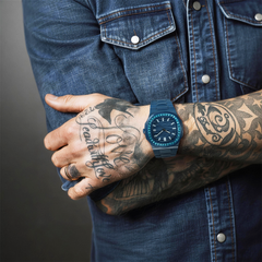 38.5mm Crystal-Bezel Ceramic Horizontal-Dial Quartz Watch - Blue Aurora - image 2