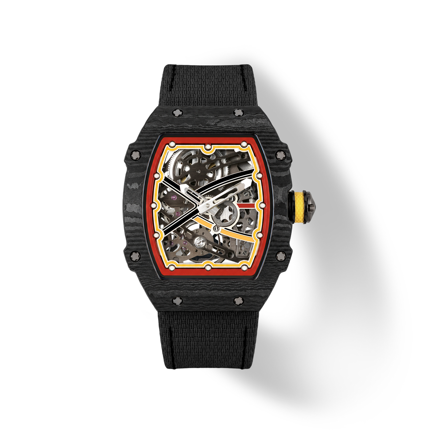 38 x 47.5mm Carbon-Fiber Tonneau Skeleton Automatic Watch - Black - image 1