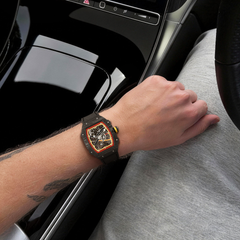 38 x 47.5mm Carbon-Fiber Tonneau Skeleton Automatic Watch - Black - image 2