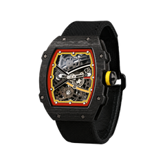 38 x 47.5mm Carbon-Fiber Tonneau Skeleton Automatic Watch - Black - image 4