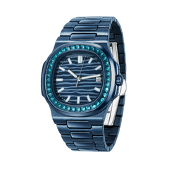 38.5mm Crystal-Bezel Ceramic Horizontal-Dial Quartz Watch - Blue Aurora - image 4