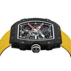 38 x 47.5mm Carbon-Fiber Tonneau Skeleton Automatic Watch - Yellow & Black - image 6