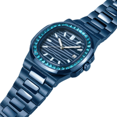 38.5mm Crystal-Bezel Ceramic Horizontal-Dial Quartz Watch - Blue Aurora - image 6