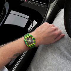 38 x 47.5mm Carbon-Fiber Tonneau Skeleton Automatic Watch - Green - image 2